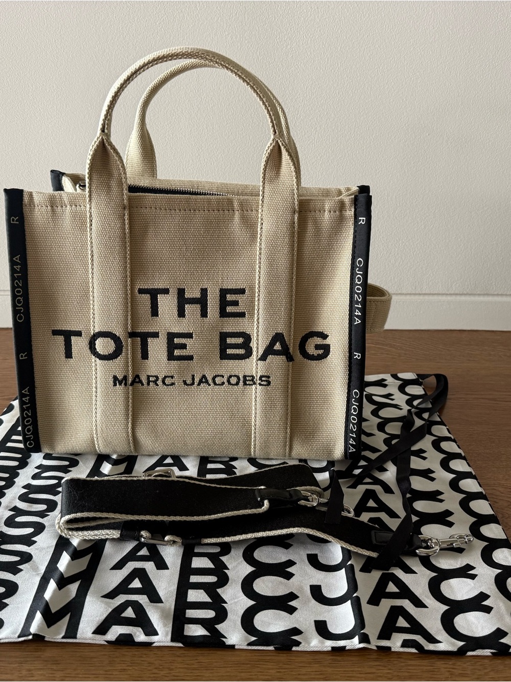 Marc Jacobs Beige Canvas 'The Tote Bag' with Black Logo